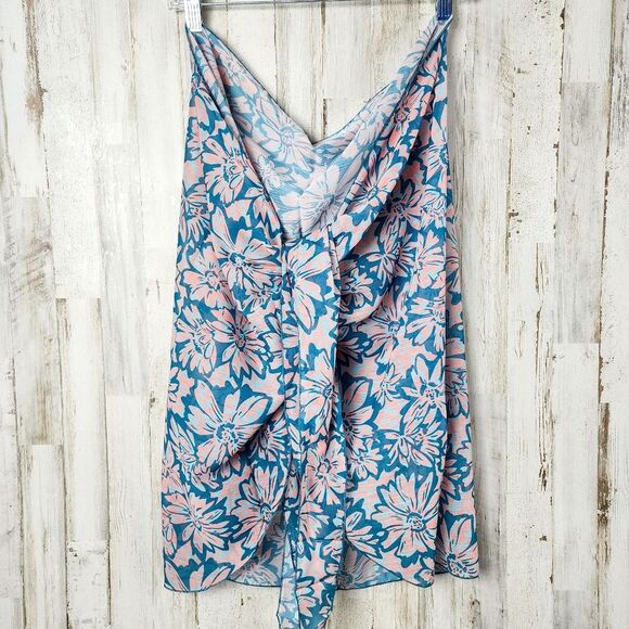 Milkfeel Floral Sarong Swimsuit Coverup Blue Pink Size OS - Picture 1 of 8